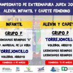 NUEVOS GRUPOS Y COMIENZO DEL CAMPEONATO DE EXTREMADURA JUDEX DE VOLEIBOL