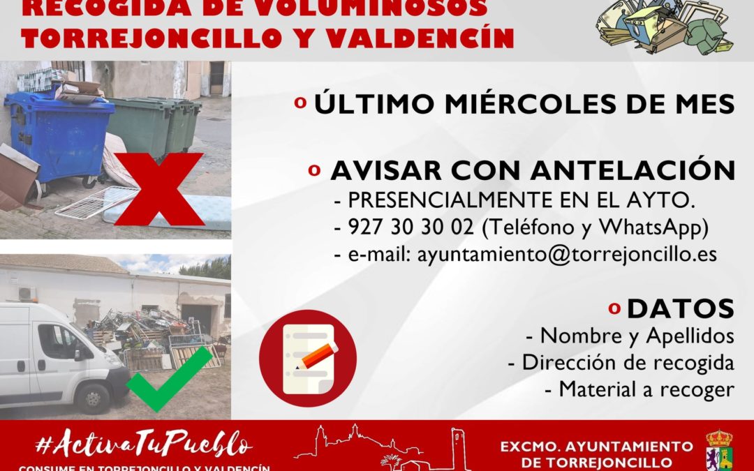 RECOGIDA DE VOLUMINOSOS EL ÚLTIMO MIÉRCOLES DE CADA MES