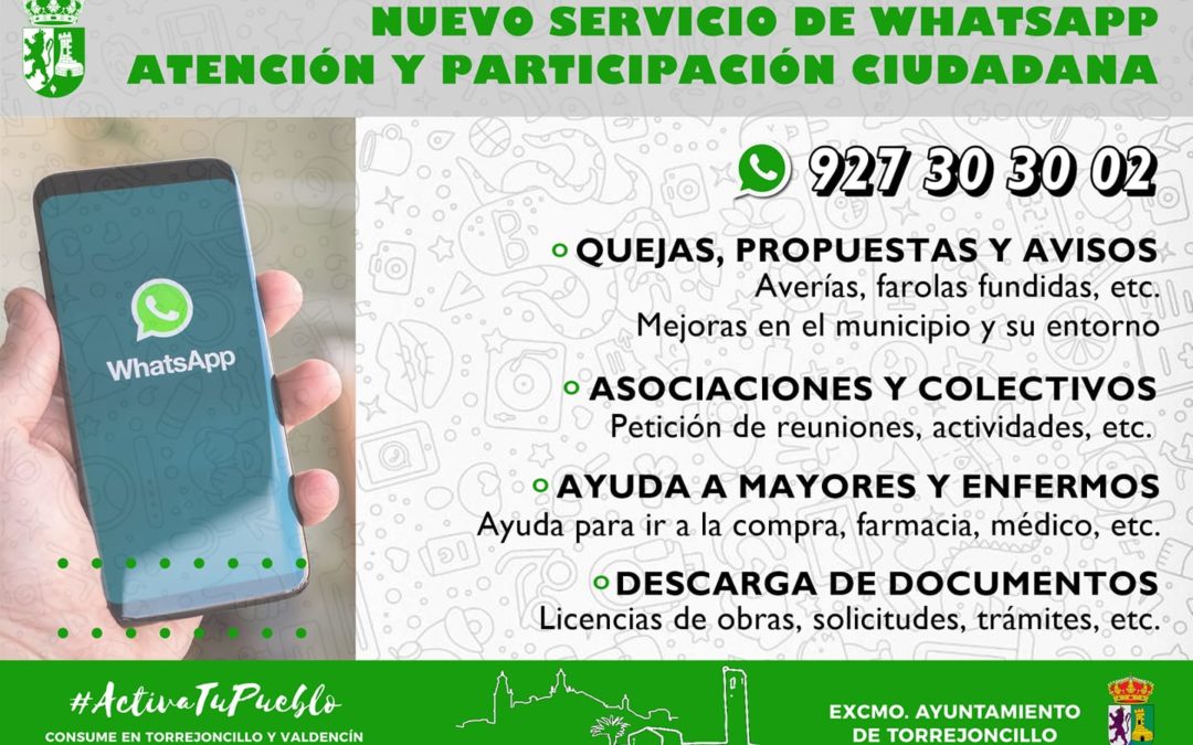 NUEVO SERVICIO WHATSAPP DEL AYUNTAMIENTO PARA LA CIUDADANÍA