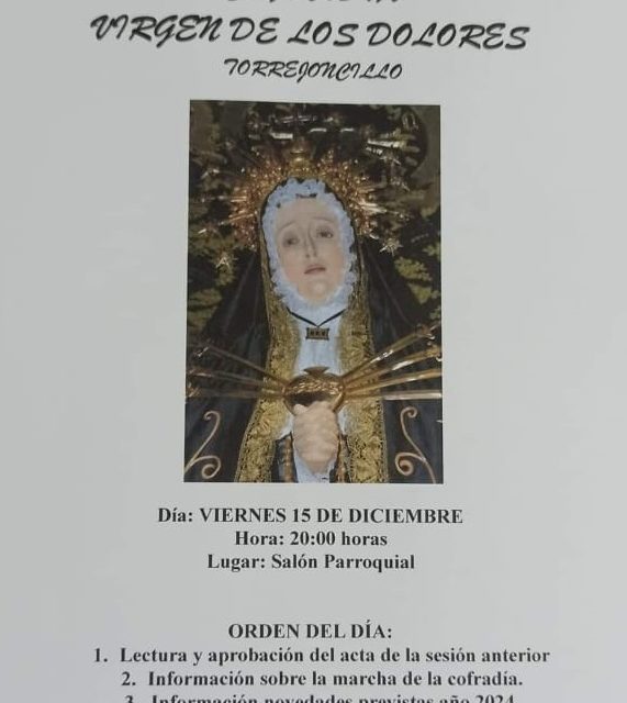 Asamblea Extraordinaria Cofradía Virgen de los Dolores