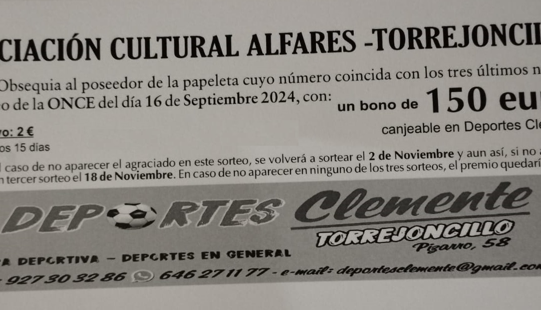 Nuevo sorteo de las papeletas de la Asociación Alfares