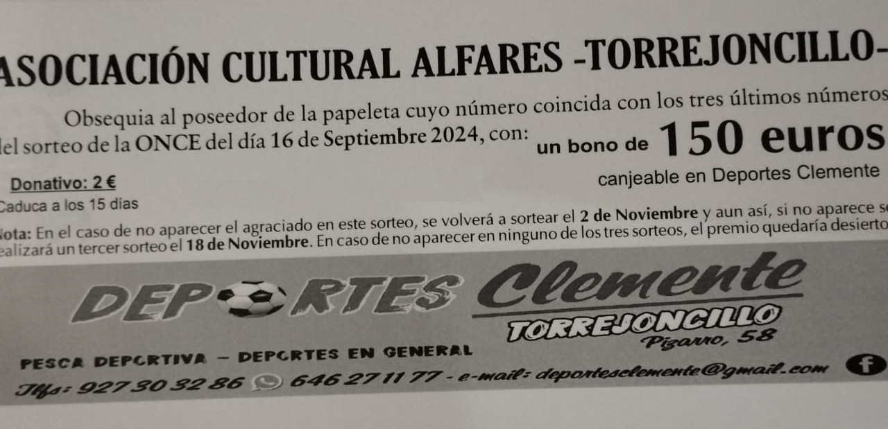Nuevo sorteo de las papeletas de la Asociación Alfares