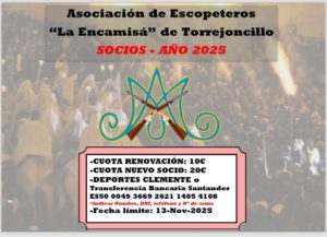 Socios y Colaboradores 2025 de la Asociación de Escopeteros de la Encamisá de Torrejoncillo