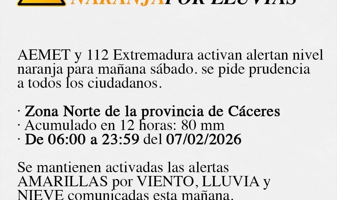 Alerta Naranja hoy en Torrejoncillo