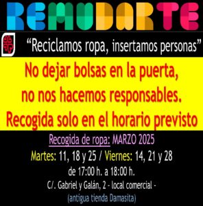 Caritas parroquiales de Torrejoncillo recoge ropa para el proyecto remudarte