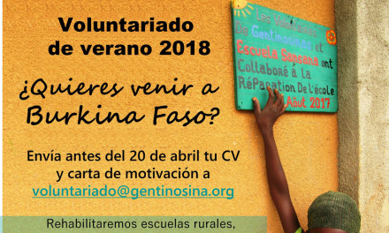 Voluntariado en Burkina Faso, Verano de 2018