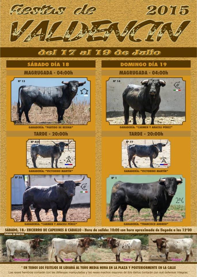 Cuatro toros y dos vacas para su lidia en Valdencín