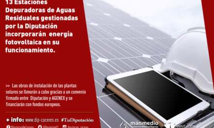 Trece EDAR gestionadas por Diputación de Cáceres incorporarán  energía fotovoltaica en su funcionamiento