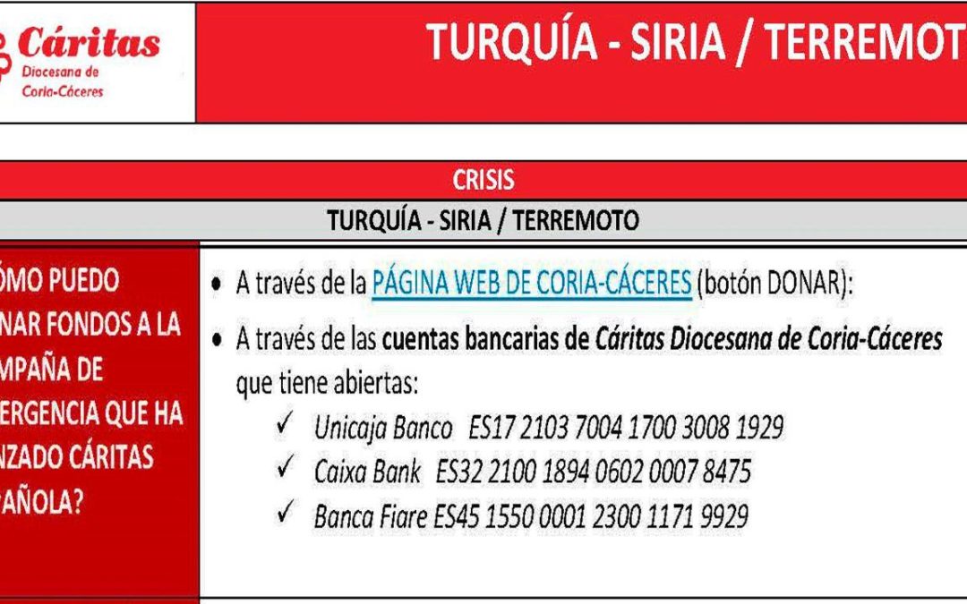 Cáritas Torrejoncillo con Turquía y Siria.