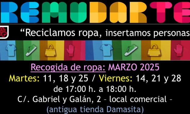 Caritas parroquial Torrejoncillo iniciara campaña de recogida de ropa para Remudarte en el mes Marzo