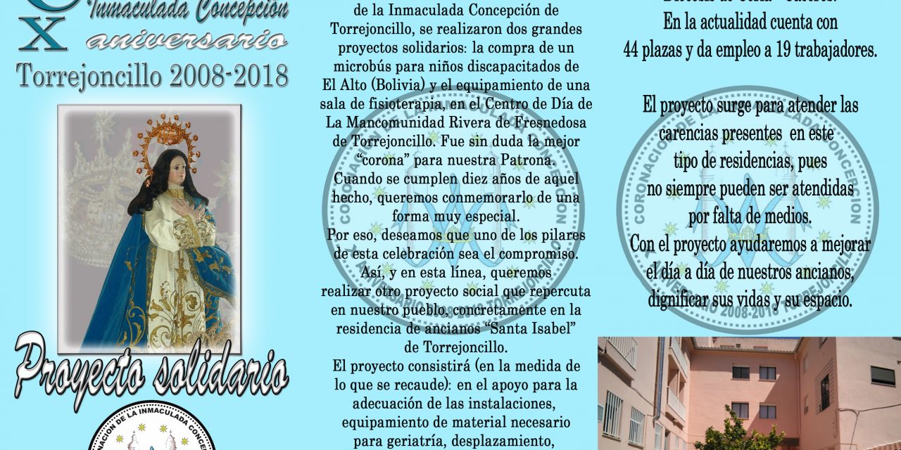 Proyecto solidario X Aniversario Coronación Canónica de la Inmaculada Concepción