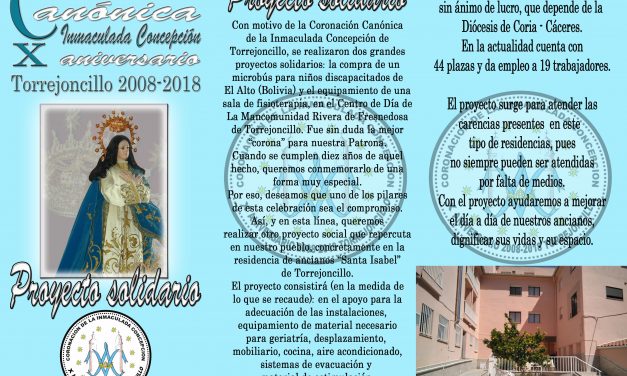 Proyecto solidario X Aniversario Coronación Canónica de la Inmaculada Concepción